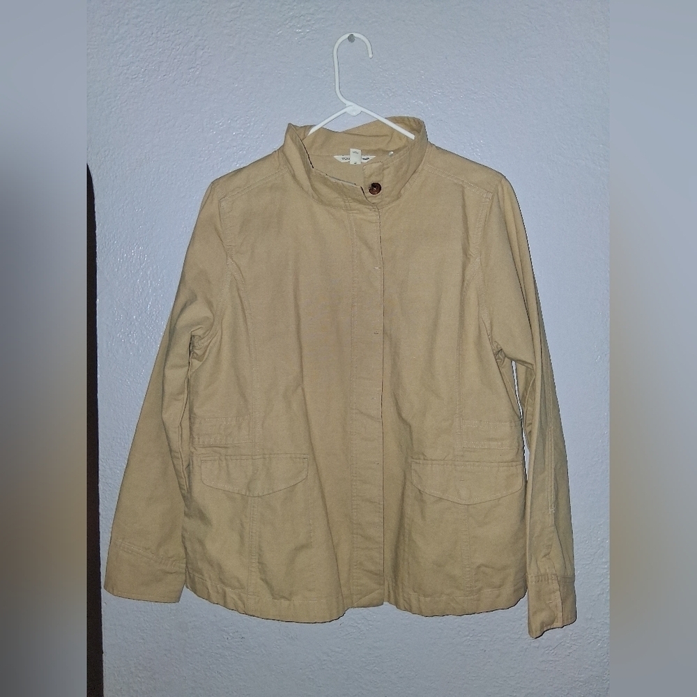 Toad and Co Tan Jacket Organic Cotton Hemp Blend Fall Spring NWOT L